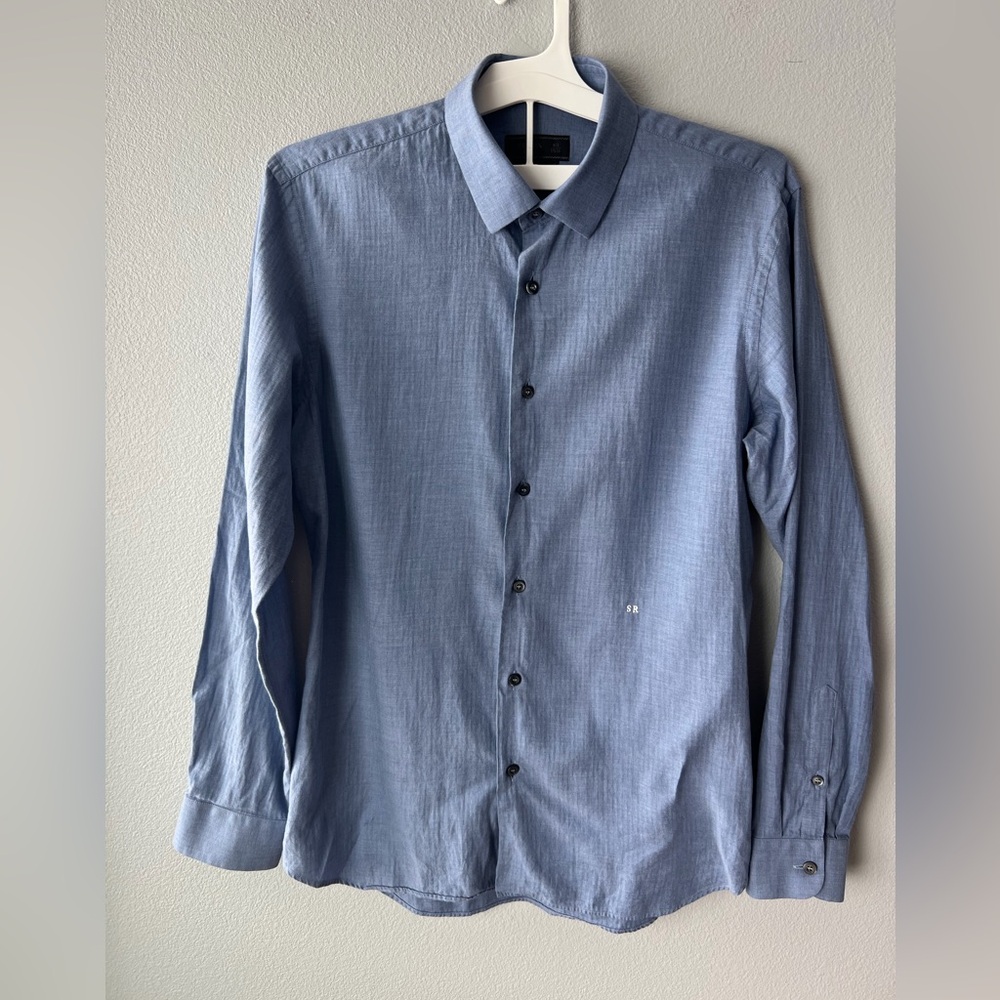 Prada blue long sleeve button down dress shirt Men’s size 40 15.75” neck